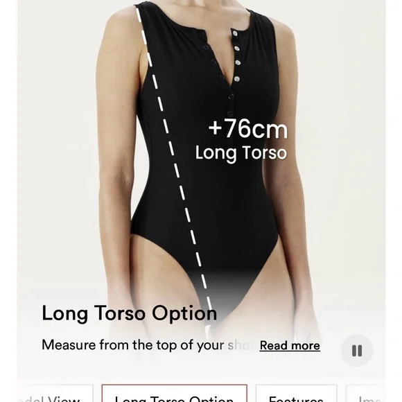 NWT Andie Malibu Ribbed One Piece Black Swimsuit Large Long Torso